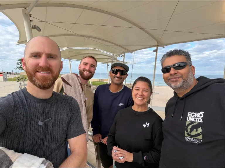 Part of the team enjoying a morning walk