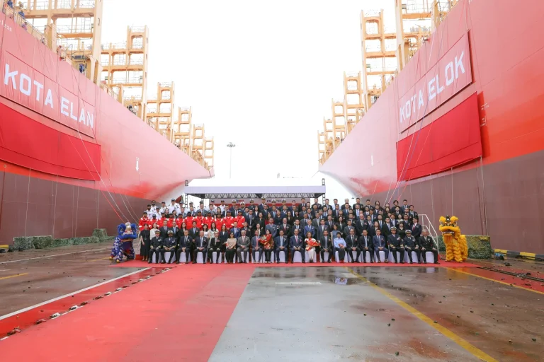 Twin naming ceremony of our newest LNG dual-fuel container vessels, Kota Elok and Kota Elan, in Shanghai